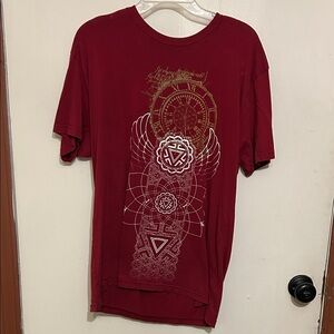Matix Red Graphic Tee with Geometric Design